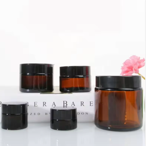 Cosmetic Glass Jars With <b>Aluminum</b> Cap Amber Colored Base 10g 15g 20g 30g 50g 60g 100g For Face Cream Eye Cream Storage - Product Image 3