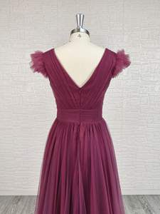 Abito da Damigella d'Onore LY-BD0023 <span class=keywords><strong>per</strong></span> <span class=keywords><strong>Matrimonio</strong></span>, Elegante Classico in Tulle con Scollo a V Senza Maniche, Lunghezza a Terra, Multicolore, Taglia Personalizzabile - Product Image 4