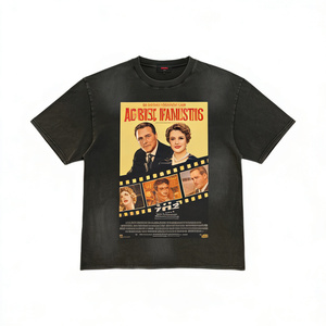 T-shirt con poster del <span class=keywords><strong>film</strong></span> da uomo, oversize, in cotone nero, grafica retrò, moda vintage - Product Image 1