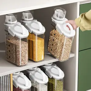 Wholesale Grain Transparent Tank Rice Barrel Eco Friendly Plastic Bulk Food Storage Container Cereal Dispenser For Rice Flour
