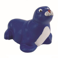 Balle anti-stress souple en forme de phoque bleu, jouets anti-stress, logo personnalisé, vente en gros, balle anti-stress souple en mousse PU en forme d'animal, jouets promotionnels