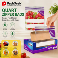 Sacs de congélation personnalisés à double fermeture éclair, sacs de conservation alimentaire de un gallon, sacs à sandwich refermables de un quart, emballage plastique à fermeture éclair