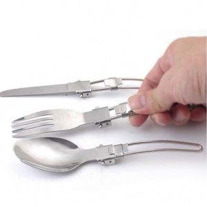 Juego de Cubiertos Portátil de Acero Inoxidable para Camping - Cuchillo, Tenedor y Cuchara Plegables de 3 Piezas para Viajes al Aire Libre y Regalos Promocionales - Product Image 4