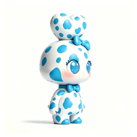 Figurine d'action personnalisée en PVC et ABS, motif cœur à pois bleus, avec emballage personnalisé, service OEM d'usine chinoise