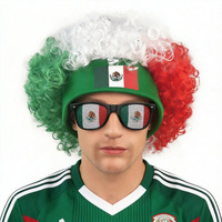 Peluca Explosiva Colorida con la Bandera de México para la Copa de Fútbol, Accesorio Divertido para Fiestas de Halloween, Carnaval y Eventos