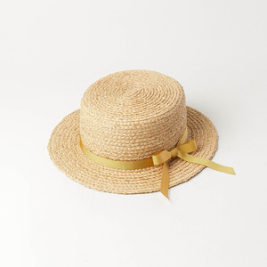 Hàn Quốc Bow Webbing Trẻ Em Lafite Cỏ Mùa Hè Kid Hat Du Lịch Mặt Trời Bảo Vệ Flat Top Trẻ Em Rơm Bãi Biển Hat - Product Image 4