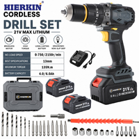 Perceuse sans fil HIERKIN Premium à batterie lithium-ion, couple maximal de 135 Nm, moteur sans balais, 21 V, vitesse variable, rechargeable, OEM
