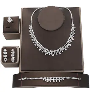 Joyería de Lujo con Circonita Cúbica AAA para Novias de Dubái, Collar de Moda Nigeriana, Accesorios de Boda de Arabia Saudita, Conjuntos de Joyería BN8238 - Product Image 1