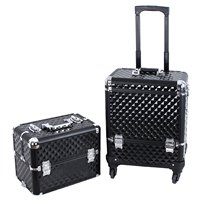 Roulant maquillage Train Case miroir voyage cosmétique stockage organisateur haut-parleur pour technicien pour salons de manucure