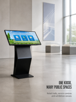Kiosque interactif sur pied de 43 pouces, écran tactile LCD 4K, affichage numérique Android, 20 points de contact, guide de service en mode paysage