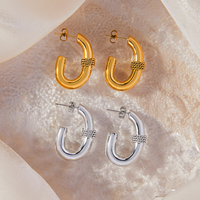 Pendientes impermeables de acero inoxidable 316L de alta calidad chapados en oro de 18 quilates para mujer, joyería de moda