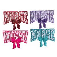 Nouveau design personnalisé, grandes lettres florales pour infirmières, patchs brodés thermocollants pour vêtements