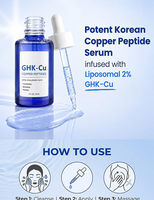 Sérum Visage Anti-Âge Personnalisé à Marque Blanche Éclaircissant Anti-Primaire des Signes de Vieillesse au Peptide de Cuivre Bleu GHK-Cu