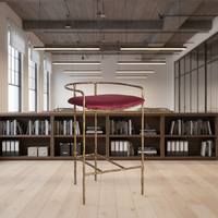 Baxter – chaise de bar de forme incurvée d'italie, tabouret en métal forgé à la main, mobilier de bar en tissu