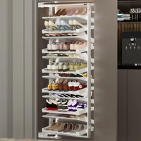 UZIA-17-5.5 Organisateur de rangement pliable à 90 degrés pour chaussures, en acier allié, tour de rangement rotative robuste, sur pied, pour entrée et chambre