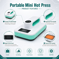 Presse à chaud portable et durable pour sublimation, mini fer à repasser manuel pour l'impression sur tissu, oreillers, sacs en toile