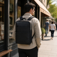 Sac à dos rectangulaire fin en tissu Oxford 300D, sac à dos pour ordinateur portable pour l'école, les voyages, le bureau, avec poignée supérieure et fermeture à glissière