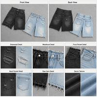 Pantalones Cortos de Mezclilla Rotos para Hombre, Estilo Vintage, Holgados, con Efecto Ácido, Estilo Urbano