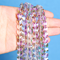 Perles en verre transparentes colorées en forme de cœur en gros, pierres synthétiques en quartz, perles en cristal en vrac pour la production de bijoux