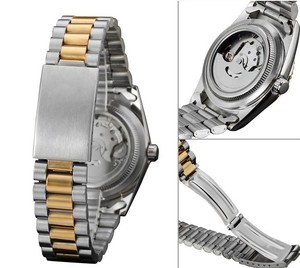 Montre automatique OEM pour homme, cadran doré, affichage de la date avec diamants, montre-bracelet entièrement automatique mécanique pour homme, Relojes Hombre - Product Image 5