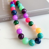Kalung Choker Manik Akrilik Panjang Warna-warni Korea Baru untuk Wanita, Perhiasan Pengantin Pernikahan