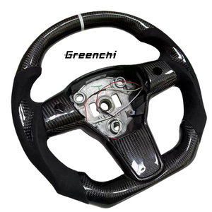 Volant à fond plat pour <span class=keywords><strong>Tesla</strong></span> <span class=keywords><strong>Model</strong></span> 3/Y, combinaison carbone et Alcantara - Product Image 2