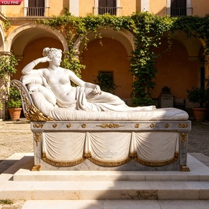 YOUFINE Statua da <span class=keywords><strong>Giardino</strong></span> <span class=keywords><strong>di</strong></span> <span class=keywords><strong>Venere</strong></span> Reclinata in Marmo Bianco Intagliata a Mano, Figura Femminile Neoclassica per Decorazioni Esterne, Vendita all'Ingrosso - Product Image 1