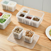 2-9 boîtes de rangement divisées pour réfrigérateur, boîte de conservation en plastique multifonctionnelle pour réfrigérateur avec paniers d'égouttage