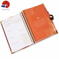 Carnet de planification personnalisé à couverture rigide avec reliure spirale, élastique, intercalaires et coins dorés