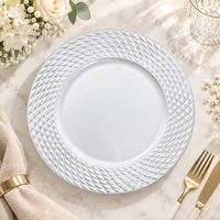 Assiette de Présentation Wojia 13 pouces Rouge Écologique Effet Diamant Électroplaqué Style Américain Moderne Luxe en Plastique pour Fêtes