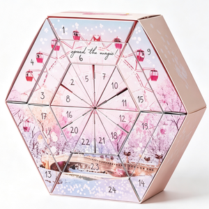 Caja Misteriosa Navideña de Lujo con Forma Hexagonal de 24 Días, con Cajones, de Cartón Rígido, para Regalos de Cosméticos y Joyería - Product Image 1