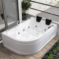 Baignoire de massage à remous de style européen, design japonais moderne, rectangulaire, en acrylique, portable, avec tablier, pour salle de bain intérieure, appartement, villa