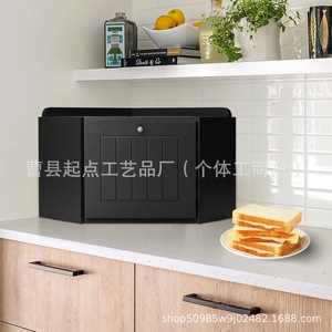 Bread Storage Box Rectangle Wooden Lid With Handle For <b>Kitchen</b> Countertop Storage - Product Image 3