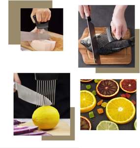 Soporte para Rebanar Carne de Acero Inoxidable, Pelador de Tomates, Soporte para Rebanar Limones, Rebanador Multifuncional para Cebollas con 10 Puntas - Product Image 5