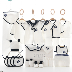 Customizable 100% Cotton All Season Baby Gift Set <strong>Newborn</strong> Layette <strong>Kit</strong> with Nautical Outfit Accessories Wholesale OEM Available - Product Image 2