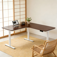 Bureau ergonomique moderne en forme de L PRORIALS pour le bureau à domicile, bureau d'angle pour jeux électroniques, bureau debout (bois et métal, capacité 80 kg)