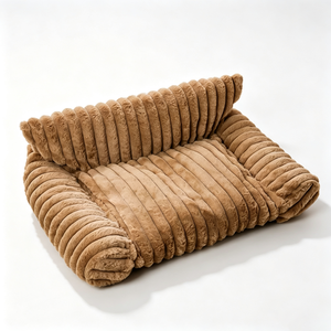 Soft Corduroy Dog <b>Bed</b> Rectangle Indoor Pet <b>Bed</b> Removable Washable All Seasons Minimalist Style White - Product Image 5