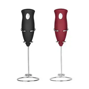 Battery Operated Soft Stainless Steel Coffee Mixer Stirrer Handheld Milk Foam Maker Electric Milk Frother with rack holder
