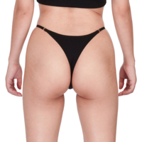 String tanga noir uni réglable taille haute sexy pour femmes, sous-vêtements personnalisés 3XL avec logo