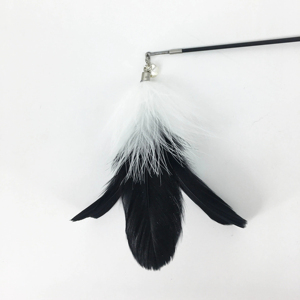 Novo telescópico pólo teaser telescópico duas seções punho de madeira gato brinquedos pena substituível cabeça pesca tipo gato teaser vara - Product Image 3