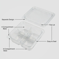 Boîtes à collation Bento, boîte à lunch à 4 compartiments, boîte à collation jetable avec couvercles pour l'école, le travail, les voyages