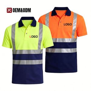Unisex High Visibility Reflective Strip Safety Short Sleeve <b>Polo</b> Uniforms Performance Short Sleeve Breathable <b>Polo</b> Shirts - Product Image 1