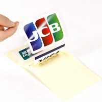Pegatinas de logotipo personalizadas JCB VISA y UnionPay, impresión a doble cara, Pegatinas transparentes serigrafiadas para bancos