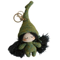 Nouvelle poupée elfe forestière au crochet fait main, porte-clés, figurine artisanale lourde, breloque de sac