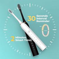 Brosse à dents électrique sonique rechargeable par USB pour adultes - Format voyage portable, 4 têtes de brosse, 6 modes de fonctionnement, poils doux, LED pour les dents
