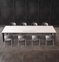 Grande table de salle à manger d'extérieur, chaises de salle à manger de luxe, 12 places, piédestal en céramique, rectangulaire, pieds en acier inoxydable modernes, hôtel