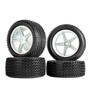 4PCS <span class=keywords><strong>1</strong></span>/<span class=keywords><strong>10</strong></span> <span class=keywords><strong>Buggy</strong></span> 85mm Roues en caoutchouc Pneus Jante Set 12mm Hex Hub Kyosho <span class=keywords><strong>Tamiya</strong></span> TT02B RC Off Road Car Crawler HPI HSP 94166/94106 - Product Image 5