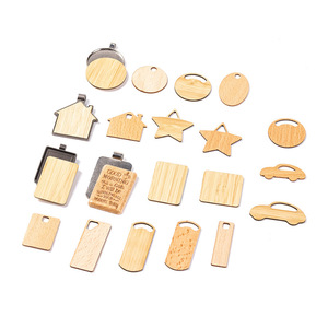Bamboo and Wood Processed Handicrafts Custom Engraving Printing Laser logo Keychains Bamboo Strips Bamboo Pendants Wholesale