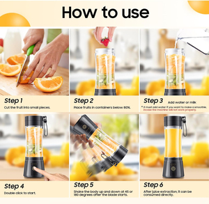 Factory Wholesale Customized Portable <b>Juicer</b> USB Charging Blender for Smoothie Fruit Juice <b>Vegetable</b> Juice for Home Car Travel - Product Image 4
