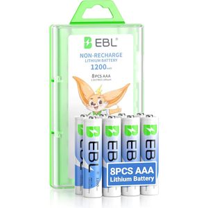 EBL High Performance 1200mAh AAA 8-Pack <b>Lithium</b> <b>Ion</b> <b>Pouch</b> <b>Batteries</b> 1.5V Triple a for High-Tech Devices Non-Rechargeable - Product Image 5